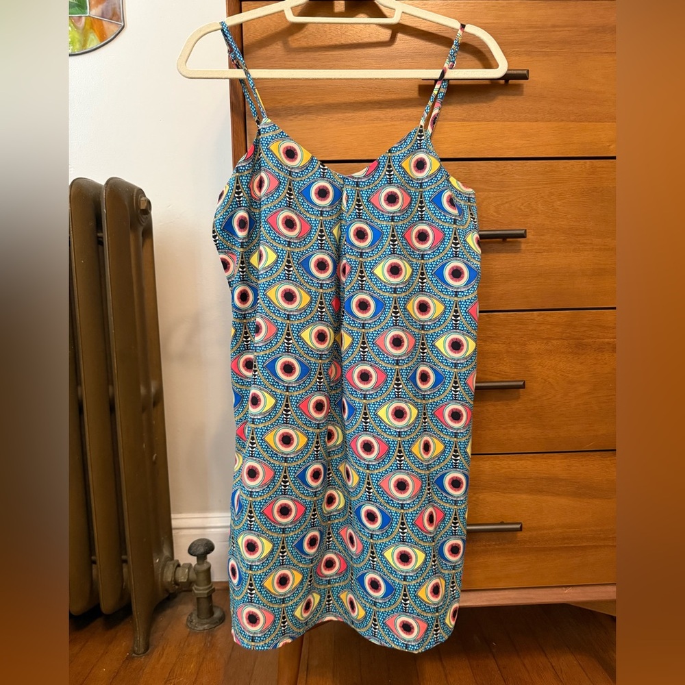 Mara Hoffman Colorful Turqioise Eye Pattern Summer Mini Dress sz S